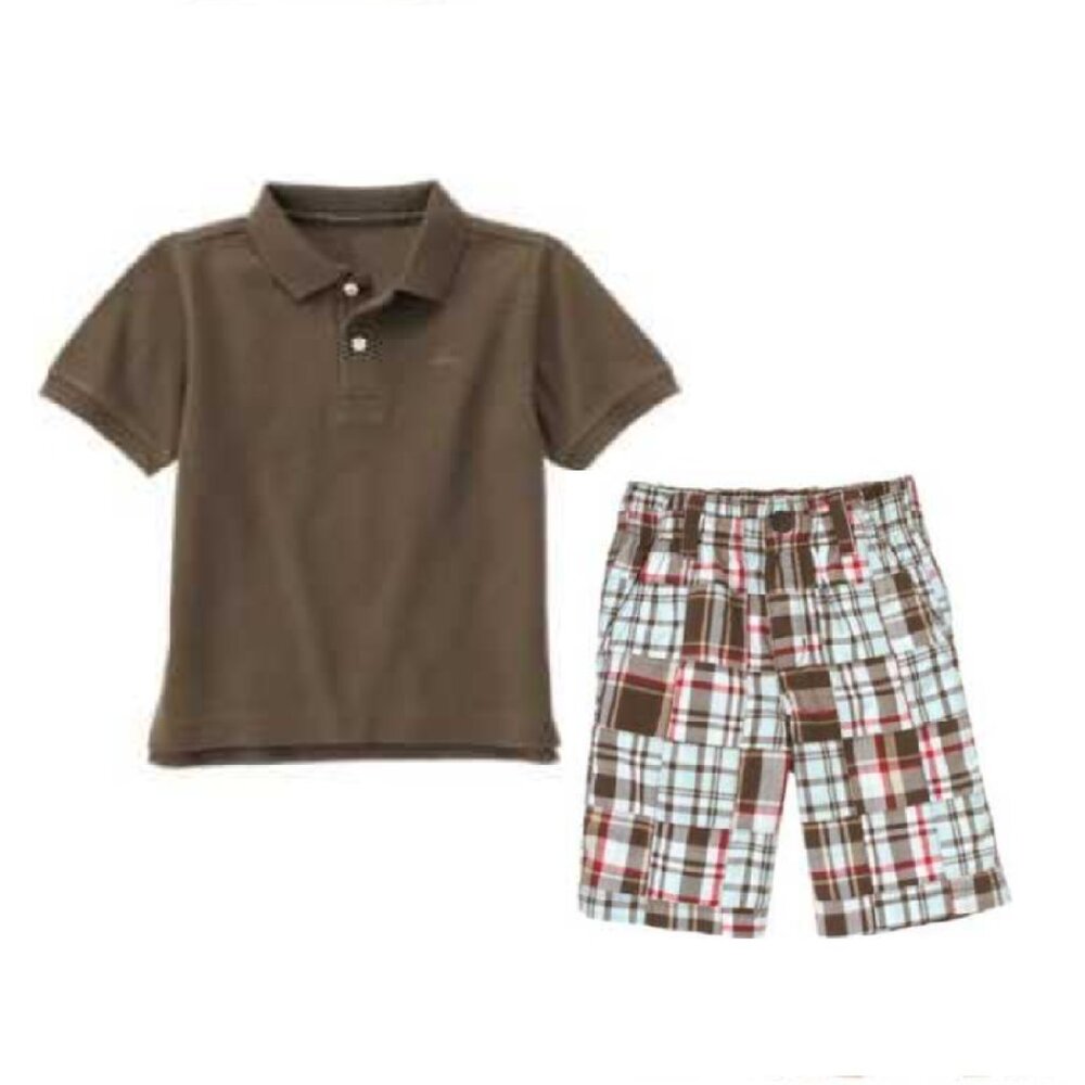 NWT Gymboree Rock On/Rescue Team Brown Polo and Patchwork Shorts Size Kid 3